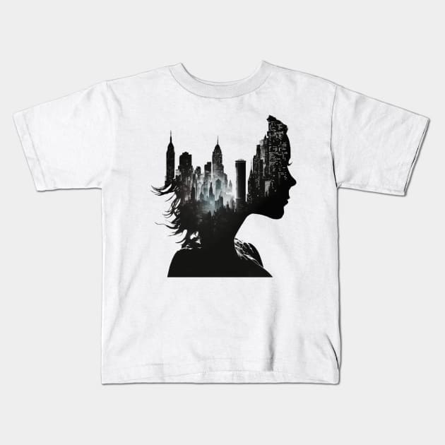 City Girl Silhouette Kids T-Shirt by Heartside Family